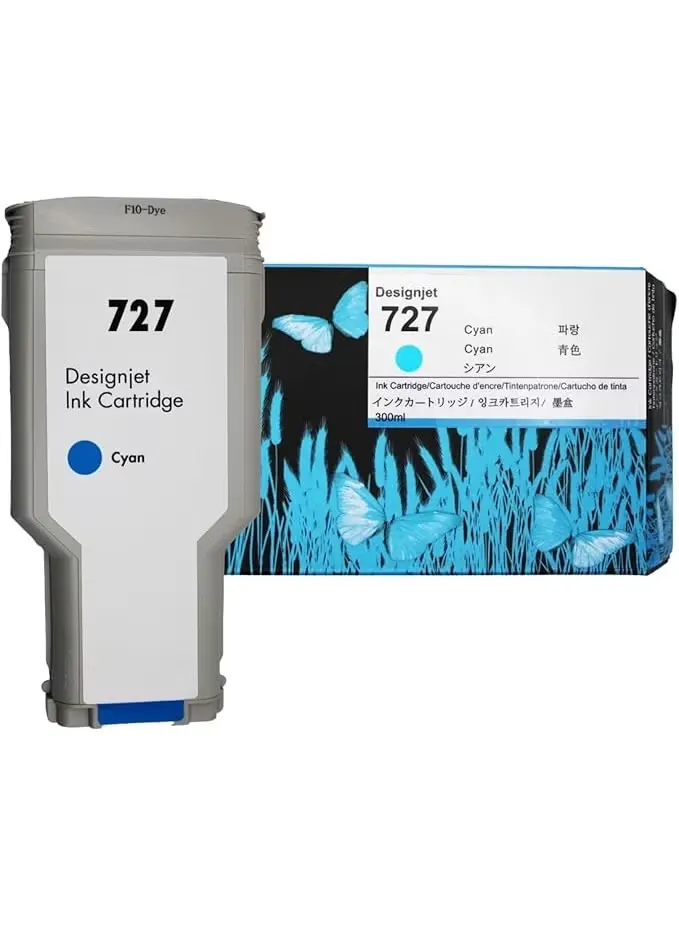 HP 727 Cyan Ink Cartridge C1Q12A 300ml for HP DesignJet T920 T930 T1500 T1530 T2500 T2530 Plotter Printers